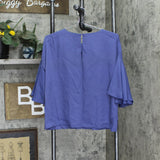 Catherine Malandrino Womens Woven Unlined Bell Sleeve Blouse Shirt Top Blue S