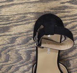 Sun + Stone Leoniee Ankle-Strap Platform Dress Sandals Black Microsuede 9M