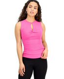 Bar III Womens Petite Cutout Ribbed Sleeveless Shirt Top Pinkadelic Pink XL