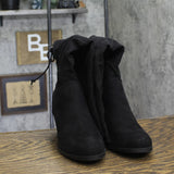 Journee Collection Lace Faux Suede Knee-High Block Heeled Boots Black 8.5M