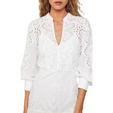BCBGMAXAZRIA Womens Cotton Eyelet Mini Dress FTK6268112 Optic White 0