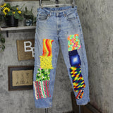 Levi's Womens Upcycle Crochet Baggy 550 Jeans Blue See Measurements