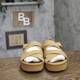 Bearpaw Criss-Cross Strappy Faux Leather Slip-On Sandals Iced Coffee Brown 11M