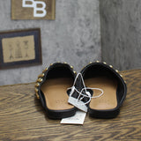 A New Day Womens Channing Studded Slip on Mule Flats Jet Black / Gold 7.5M