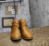 Style & Co. Womens Strappy Buckle Boots Tan Brown 6.5M