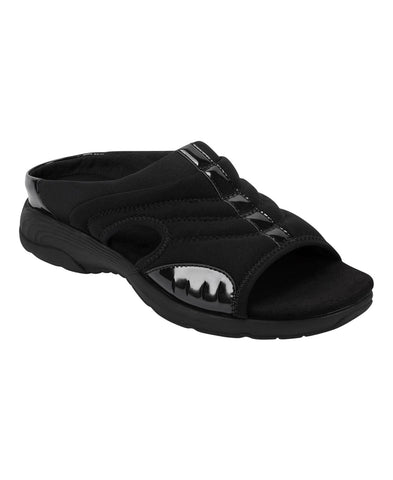 Easy Spirit Traciee Square Toe Casual Flat Sandals Black Patent Multi 7.5WW