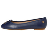 Lauren Ralph Lauren Womens Jayna Flat Leather Bow Refined Navy Blue 6.5B
