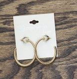 Daisy Fuentes Luxe Oval Rope Dangle Hoop Earrings Gold Yellow 1.75"