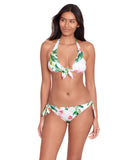 Lauren Ralph Lauren Tropical Floral Tie Front Halter Bikini Top Multi White 8