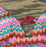 Salt + Cove Juniors Front-Tab Midkini Top Bikini Swim 807145 Pink Multi S