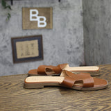 A New Day H-Band Slide Sandals 94805682 Cognac Brown 8M