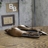 A New Day Womens Camille Satin Slingback Bow Flats 94648296 Brown 9M
