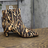 A New Day Womens Tigris Boots Ankle Block Heel Boots Brown Tiger Multi 8M