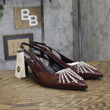 A New Day Serafina Rhinestone Slingback Heels 94661789 Burgundy Red 11M