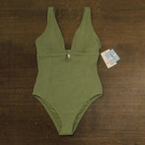 Roxy Womens One Piece Plunge Swimsuit 434001983 Oil Green M