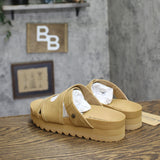 Bearpaw Crux Platform Slide Sandals 1009137019 Iced Coffee Brown 9M