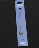 Crystale L & J Butterfly Charm Crystal Anklet Silver Gray / Black 8" + 1.5"