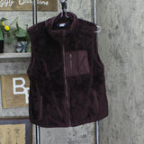 Lands' End Womens Cozy Sherpa Fleece Vest 547681 Dark Plum Purple M