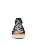 Clarks Women's Collection Jillian Bright Wedge Sandals Shoes Leather Black 10M