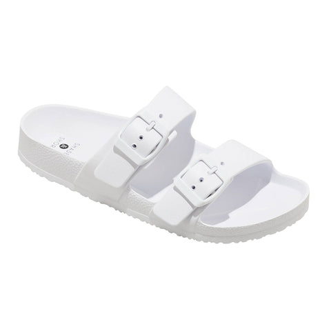 Shade & Shore Womens Neida EVA Two Band Footbed Slide Sandals 86509395 White 11M