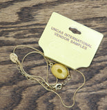 Time and Tru Chain Round Marble Gemstone Pendant Necklace Gold / Yellow 18" + 3"