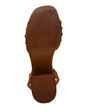Steve Madden Suede Wooden Platform Block Heel Sandals KARS03S1 Cognac Brown 7M