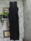 A New Day Sleeveless V Neck Keyhole Cinch Waist Side Pockets Jumpsuit Black M