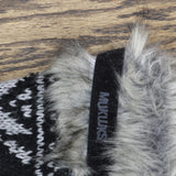Muk Luks Womens Cow Suede Faux Fur Calf Winter Boots Lace Up #4464 Black 6M
