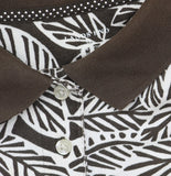 Lands' End Leaf Print Polo Shirt Short Sleeve Brown Multi 1X