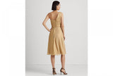 Lauren Ralph Lauren Womens Buckle-Trim Metallic Chiffon Dress Birch Tan Gold 14