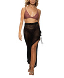 Dotti Womens Crochet Side-Tie Cover-up Maxi Skirt 85273 Black M