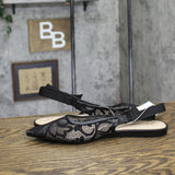 A New Day Womens London Lace Sling Back Bow Flats 94303528 Black 9.5M