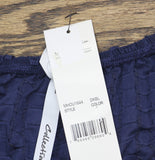 NY Collection Womens Textured 3/4 Sleeve Honeycomb Henley Top Dark Blue M
