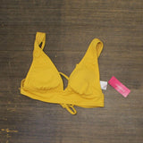 Xhilaration Women's Ribbed Texture Tall Triangle Bikini Top Honey Yellow M