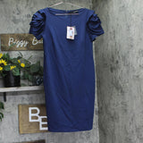 Pietro Brunelli Milano Womens Capri Ruffled Maternity Dress Navy Blue M