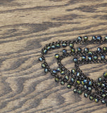 Premier Designs Aurora Borealis Beaded Chain Necklace Black Multi 25" + 5"
