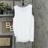 DG2 Womens Mixed-Media Easy Tank Top 520772 Off White M