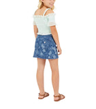 Guess Stretch Denim Skirt with Laser Print Detail Indigo Tropical Jungle Blue 12
