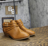 Style & Co. Womens Strappy Buckle Boots Tan Brown 6.5M