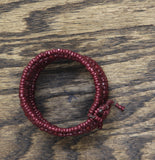 Fashion Elastic Open Cuff Seed Beaded Bracelet Maroon Red