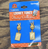 Starline Creations Bugs Bunny Stamp Dangle Earrings Gold Yellow 1.75"
