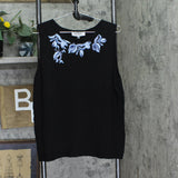 Kasper Womens Sleeveless Embroidered Knit Top 10924833 Black XL
