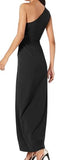 Calvin Klein Womens One Shoulder Gown with Waist Ruch CD9B22M3 Black 4