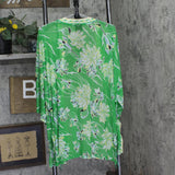 JM Collection Mesh Floral-Print Open-Front Cardigan Green Emerald Combo XL