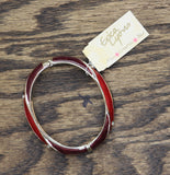 Erica Lyons Womens Fashion Spring Clasp Striped Bangle Bracelet Red Multi