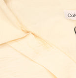 Calvin Klein Womens V-Neck Short Sleeve Collared Blouse Cream Off White L