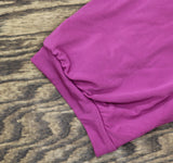 Ny Collection Puff Sleeve Sheer Inset Knit Pleated Blouse Top Magenta Pink L