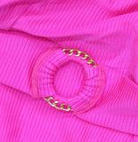 Becca Monte Carlo Virtue Ring Ribbed One-Piece Swimsuit 221057 Azalea Pink L