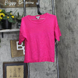 Sam & Jess Womens Short-Sleeve Embellished Sweater TA93148768AS Electric Pink M