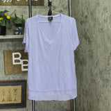 JM Collection Womens Layered Looked Chiffon Trim V-Neck Shirt Top Purple XL
